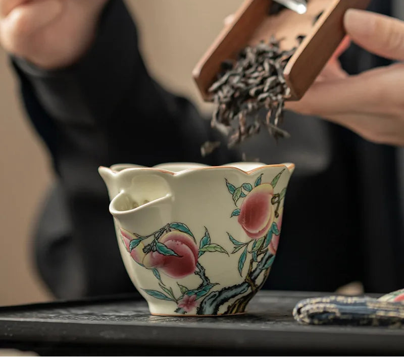 Momohana Peach Blossom Ceramic Teapot with Lid – Pouring Teapot for Herbal Tea, Loose Leaf Tea and Tea Gift