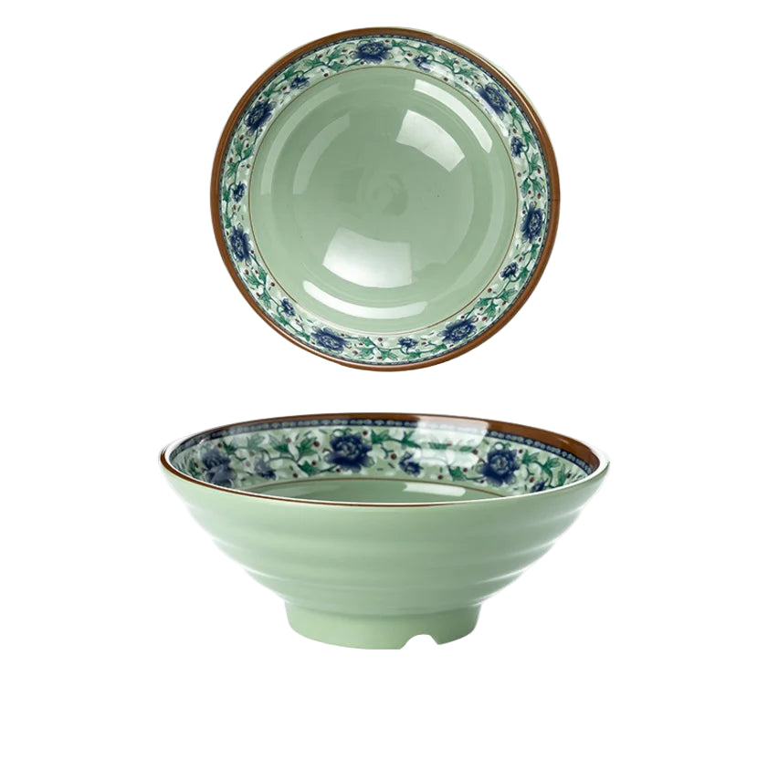 Hand-Painted Noodle Bowls – Large, Medium, Small Ramen, Pho & Soup Bowl Set in Brown, Blue, Green, Yellow