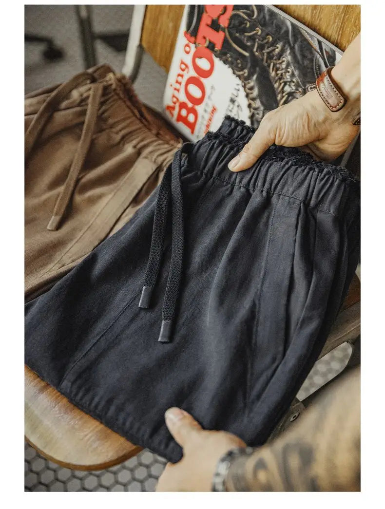 Dunley Elastic Waist Trousers – Straight-Leg Drawstring Trousers with Front Pockets