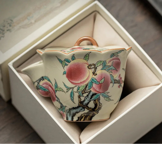 Momohana Peach Blossom Ceramic Teapot with Lid – Pouring Teapot for Herbal Tea, Loose Leaf Tea and Tea Gift