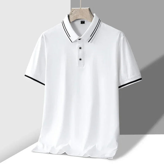 Men’s Short Sleeve Polo Shirt with Collar – Casual Cotton T-Shirt for Summer in White, Black, Grey or Green – Smart Fit Top