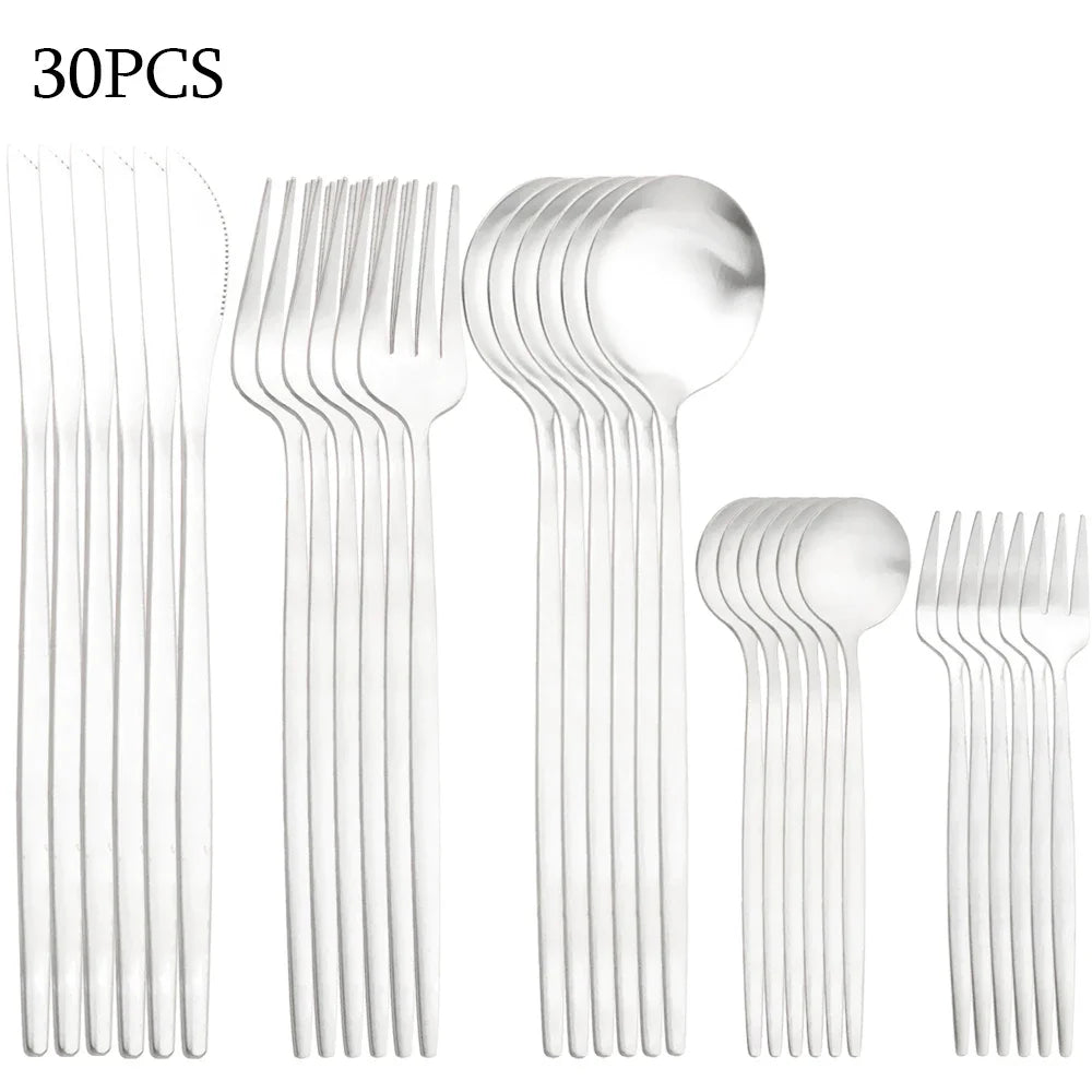Avelion Cutlery Set 30 Piece – Stainless Steel Knife Fork Spoon Dining Tableware Set