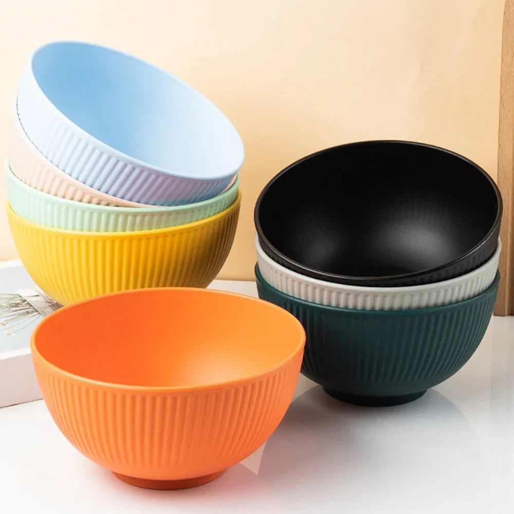 Colourful Plastic Bowls - 8 Piece Lightweight Kitchen Serving Bowls for Salads, Snacks & Cooking