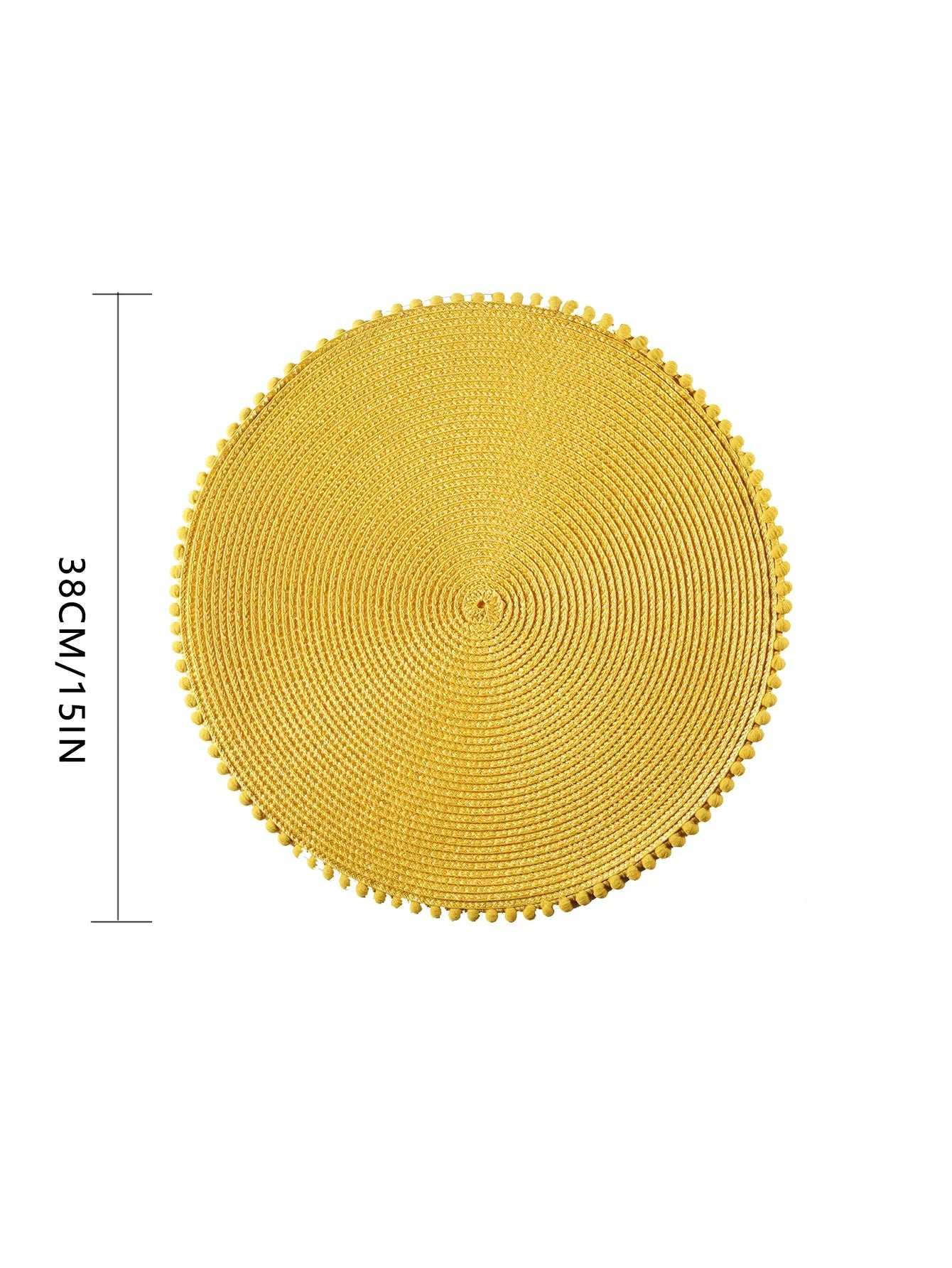 Round Beaded Edge Dining Placemats – Set of 4 Wipeable Heat-Resistant Table Mats for Indoor & Outdoor Use