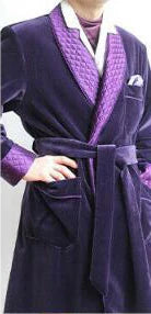 Arlington Men’s Velvet Smoking Jacket – Quilted Shawl Lapel Luxury Robe for Evening Lounge Wear & Classic Dressing