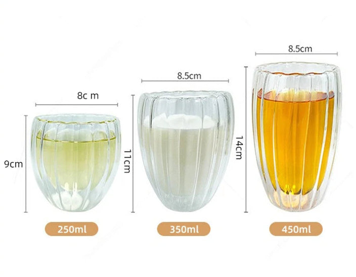 Prism Double Wall Glass Tea & Coffee Cup Collection – Insulated Tea, Latte & Espresso Glass Mug