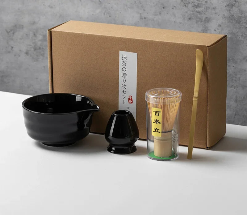 Matcha Tea Set with Ceramic Bowl & Bamboo Accessories – 4/5/6 Piece Traditional Japanese Matcha Kit in Sage Green