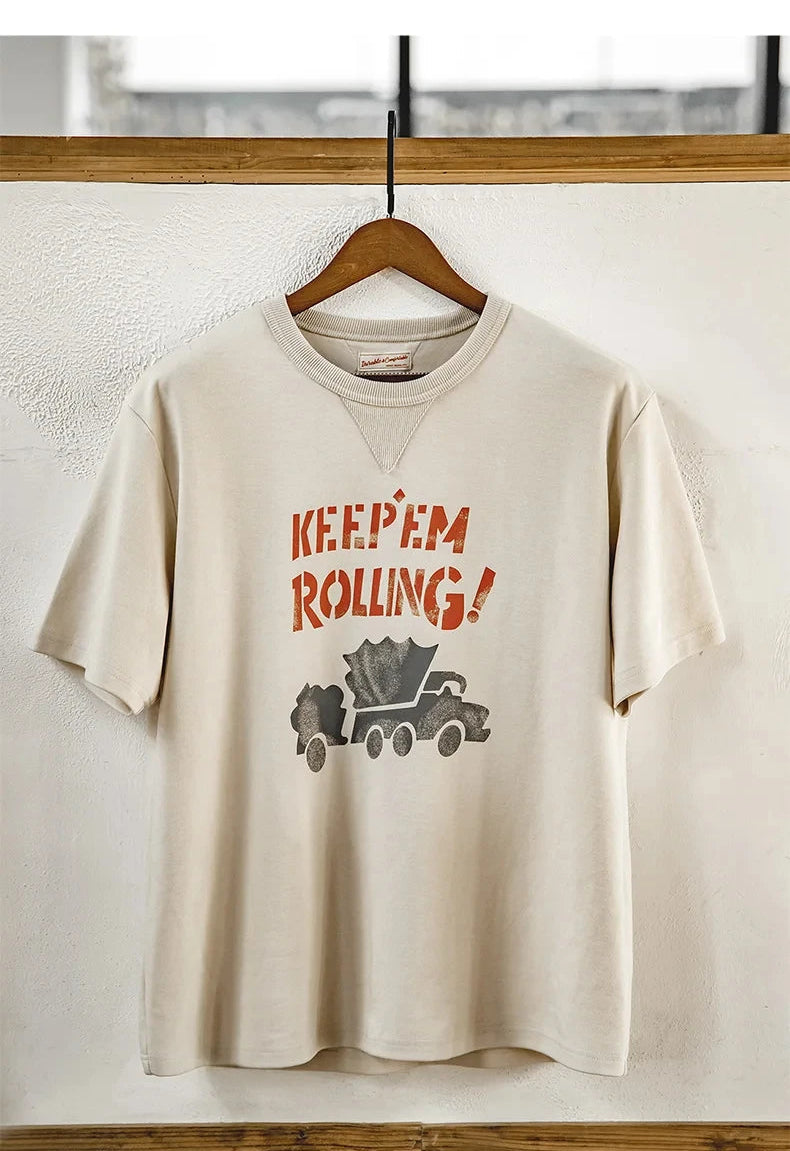 Rowden Graphic Print T-Shirt – Relaxed Fit Crew Neck Tee with Vintage Truck Artwork
