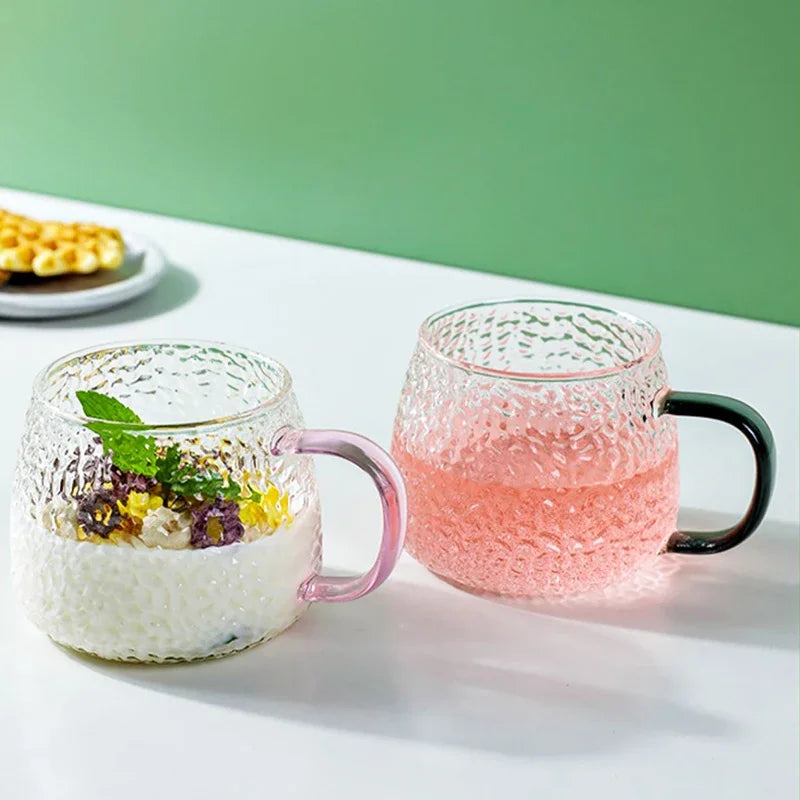 Lumea Textured Glass Tea & Coffee Mug – Clear Everyday Drinking Cup