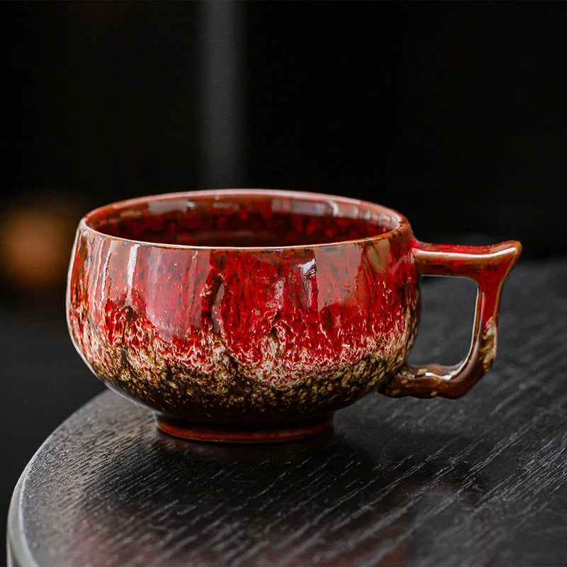 Akiro Handmade Textured Glaze Ceramic Coffee Mug Set – 2 Piece 175ml Coffee Cups with Handle for Espresso, Tea, Cappuccino and Latte