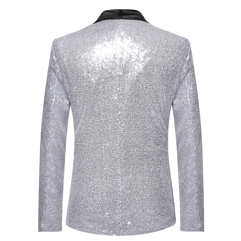 Keston Men’s Sequin Party Blazer – Shawl Lapel Single-Button Evening Jacket for Parties & Events