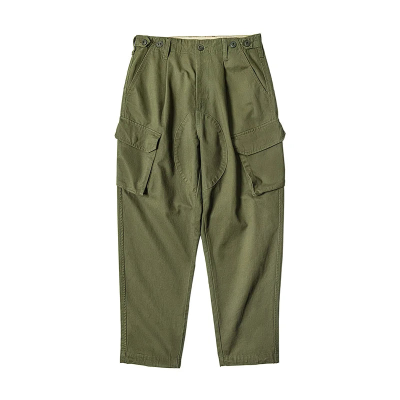 Men's Tactical Cargo Pants with Large Pockets – 100% Cotton Tapered Fit Streetwear Trousers in Khaki