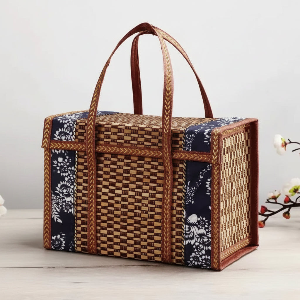 Foldable Picnic Basket Bag – Insulated Food Storage Tote, Portable Woven Lunch & Travel Bag