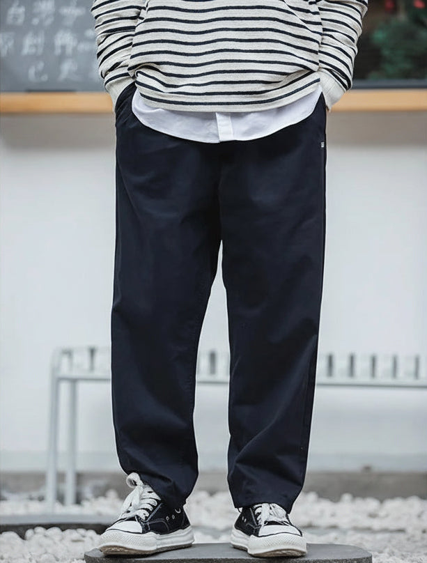 Cavendish Men’s 100% Cotton Casual Trousers – Elastic Waist Straight Leg Chino Style Pants