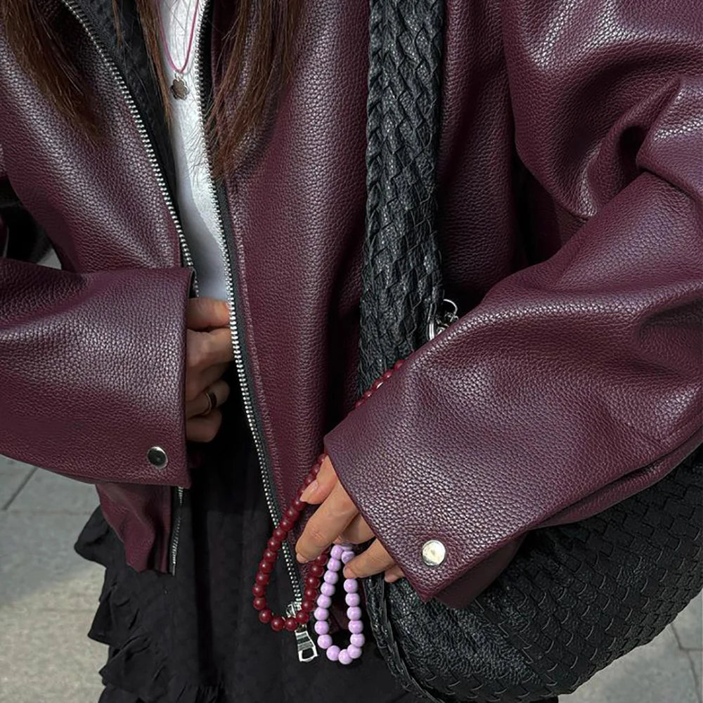 Stylish Faux Leather Jacket for Women