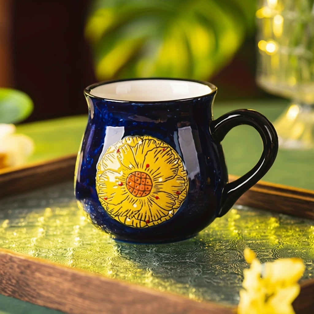 Vintage Floral Coffee and Tea Mug – Colourful Ceramic Cup with Handle