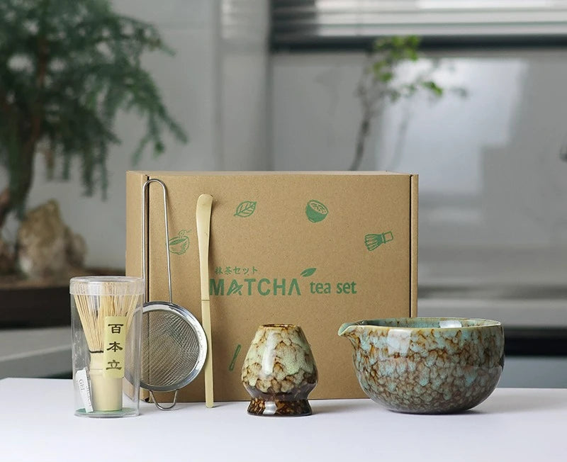 Sahori Japanese-Style Matcha Tea Set – 2, 5 or 7 Piece Matcha Bowl and Bamboo Whisk Set