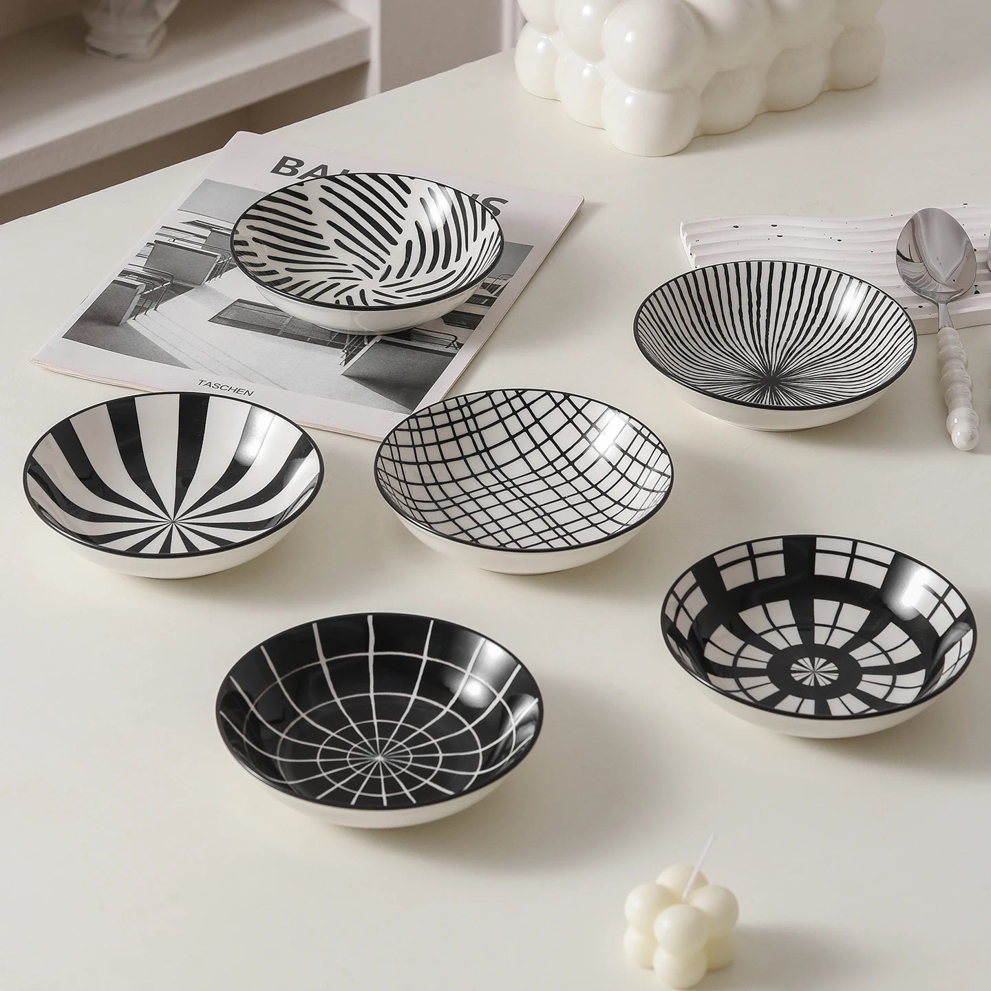 Monograph Ceramic Dipping Dish Set – Set of 6 Appetiser, Sushi & Sauce Plates