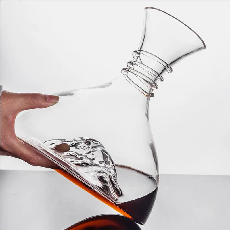 Crystal Glass Wine Decanter with Wooden Stopper – Elegant Carafe for Red & White Wine