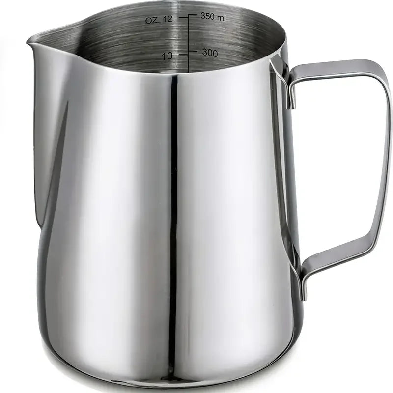 Stainless Steel Milk Frothing Jug – 350ml 600ml 900ml Coffee Pitcher with or without Measurement Scale