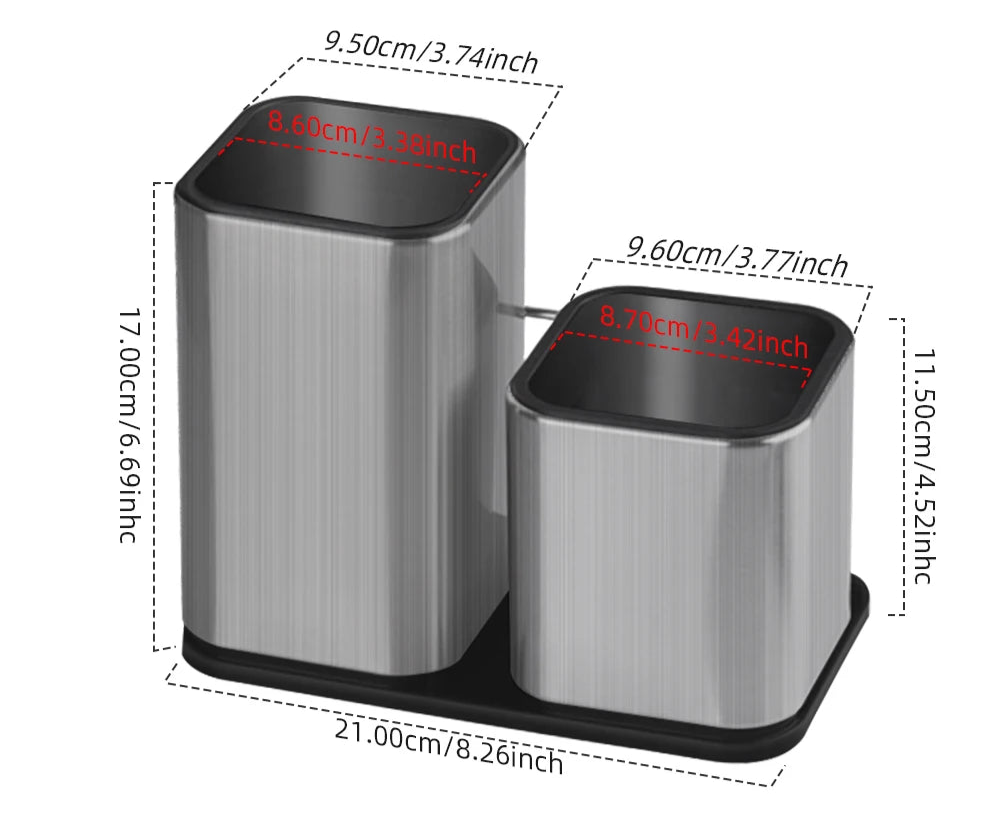Dual Compartment Utensil Holder – Kitchen Cutlery and Cooking Tool Organiser for Worktop
