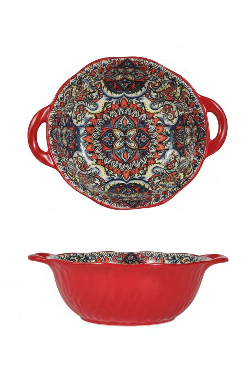 Narelle Bohemian Ceramic Serving Dish & Oven Plate – Patterned Bakeware for Roasting, Baking and Table Serving