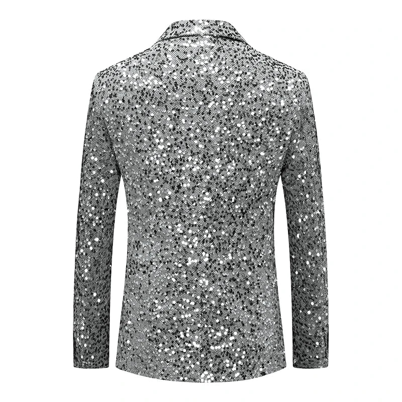 Rivaro Men’s Sequin Event Jacket – Single-Breasted Shawl Lapel Evening Blazer for Parties & Occasions