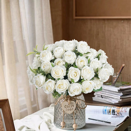 Silk Rose Flower Bouquet – 10 Stem Decoration for Vases, Weddings & Home Styling