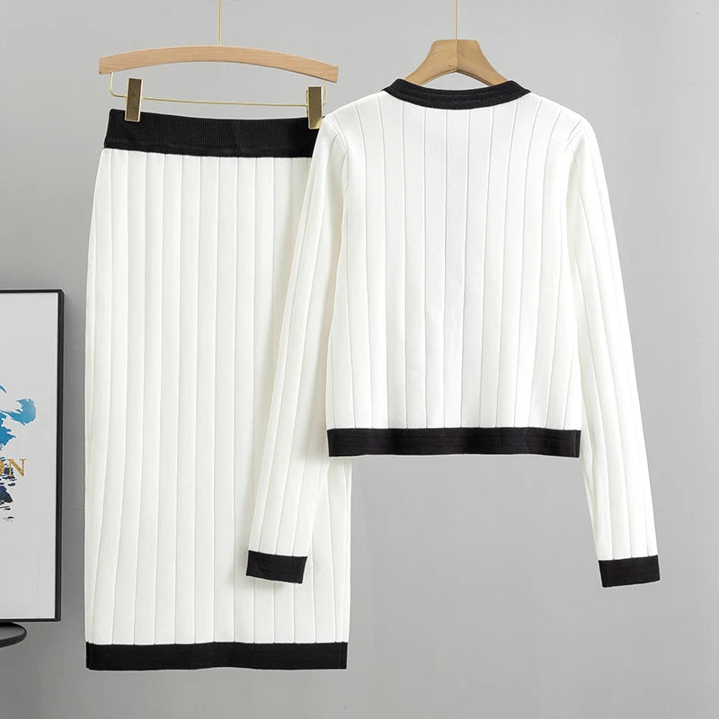 Women's Button-Detail Knit Cardigan & Skirt Two-Piece Set - Multiple Colours