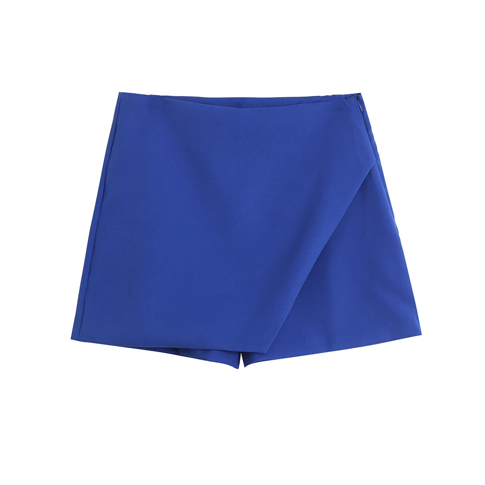 Arlana Asymmetric High Waist Skort – Women’s Tailored Mini Shorts Skirt