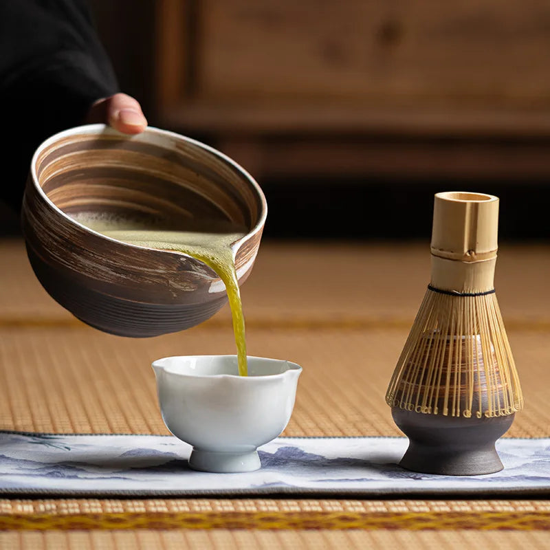 Kuroya Japanese-Style Matcha Gift Set – 8 Piece Ceramic Matcha Whisk Set with Bowl, Bamboo Whisk and Accessories