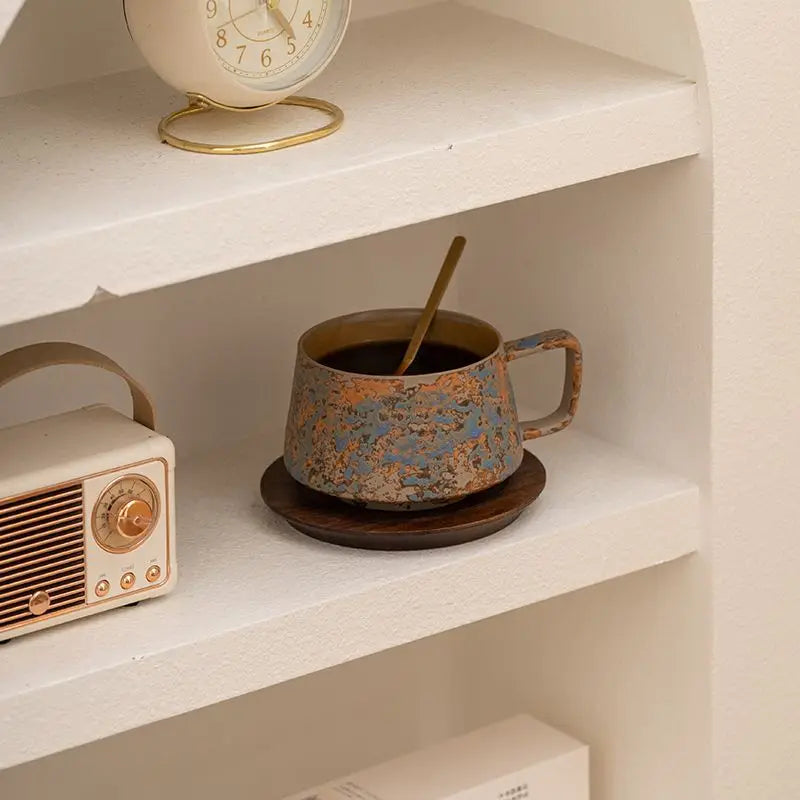 Terra Reactive Glaze Mug & Saucer Set – Ceramic Coffee Cup