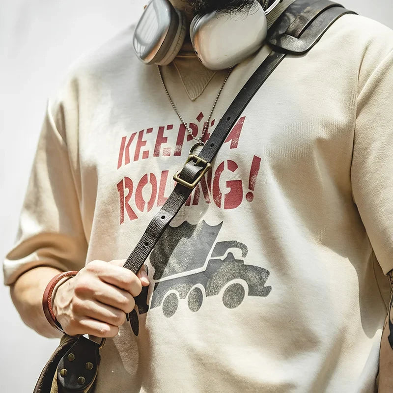 Rowden Graphic Print T-Shirt – Relaxed Fit Crew Neck Tee with Vintage Truck Artwork