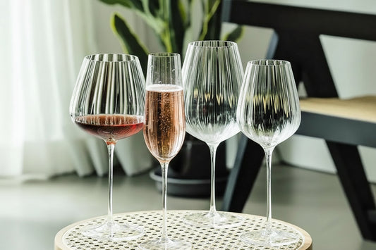 Lysara Ribbed Crystal Wine Glass – Red Wine, White Wine & Champagne Glass Collection