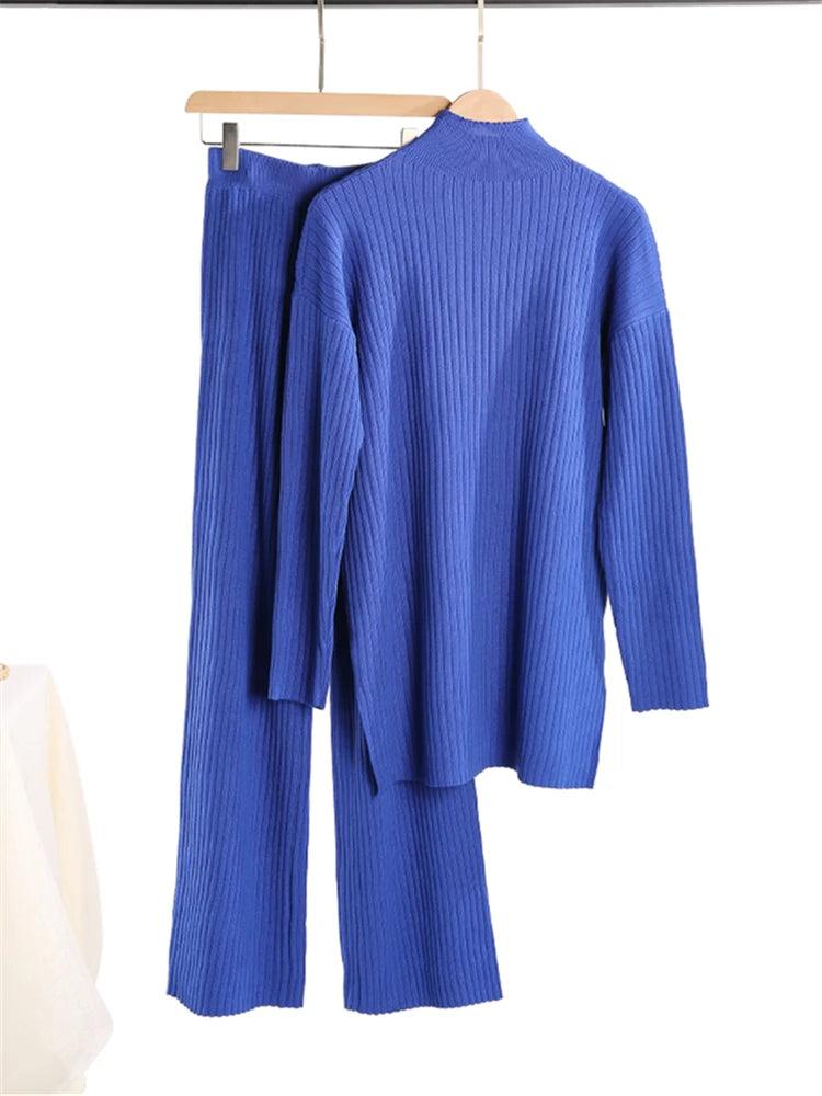 Knitted Co-Ord Set - Plain & Ribbed Knit