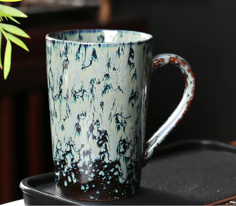 Marquina Style Coffee and Tea Mug – Textured Ceramic Cup 380ml Signature Drinkware