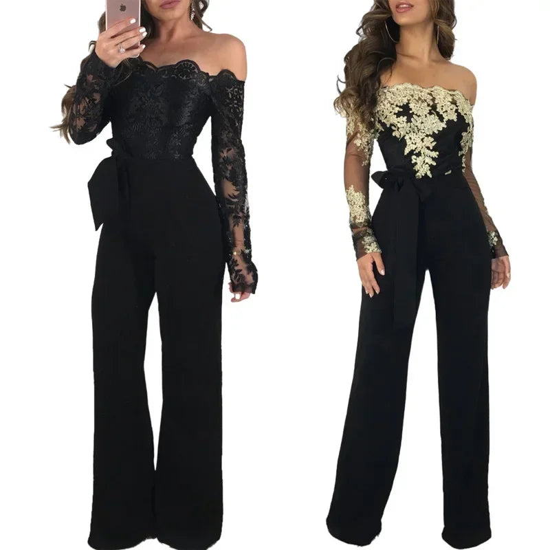 Off shoulder lace jumpsuit shop