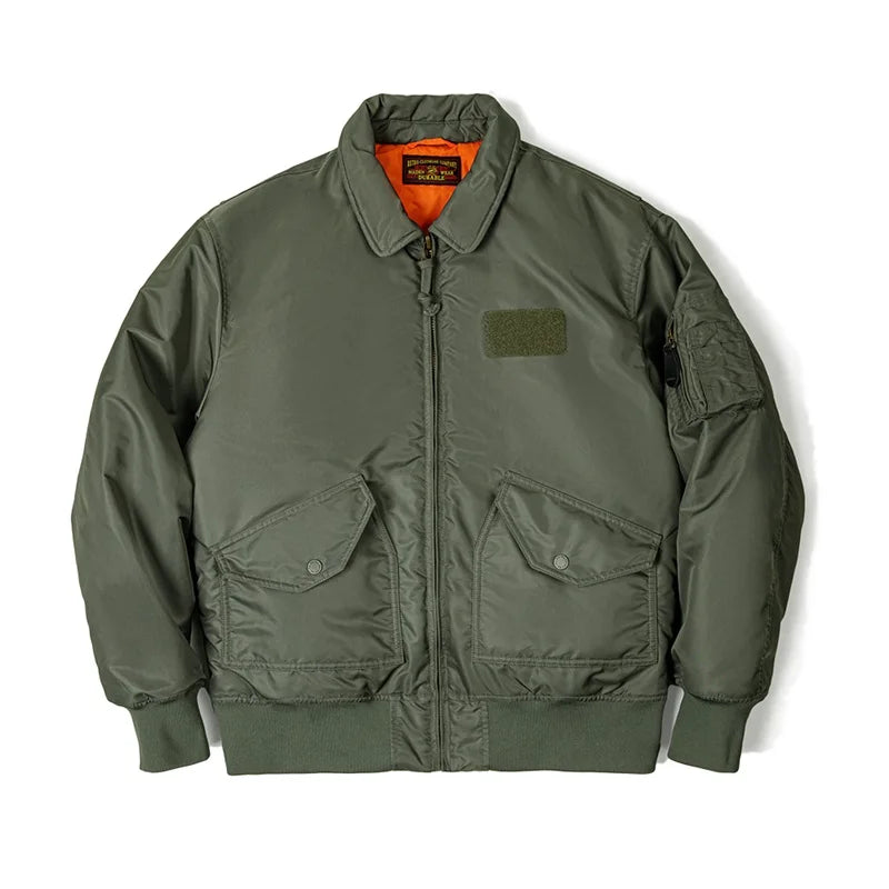Brackenridge Men’s CWU-45P Bomber Jacket – Military Flight Jacket with Padded Lining, Utility Sleeve Pocket and Zip Front