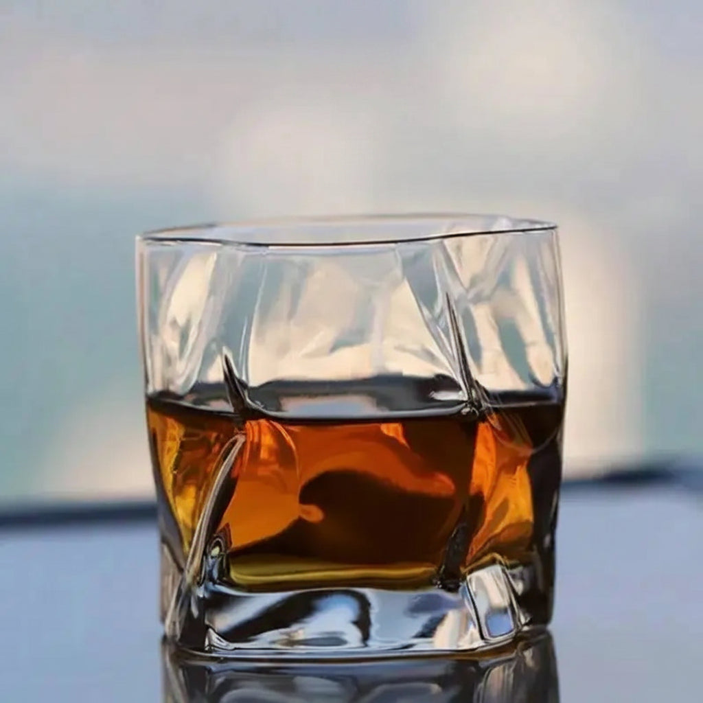 Virello Sculpted Whiskey Glass with Gift Box – Elegant Drinking Glass for Home Bar & Gifting