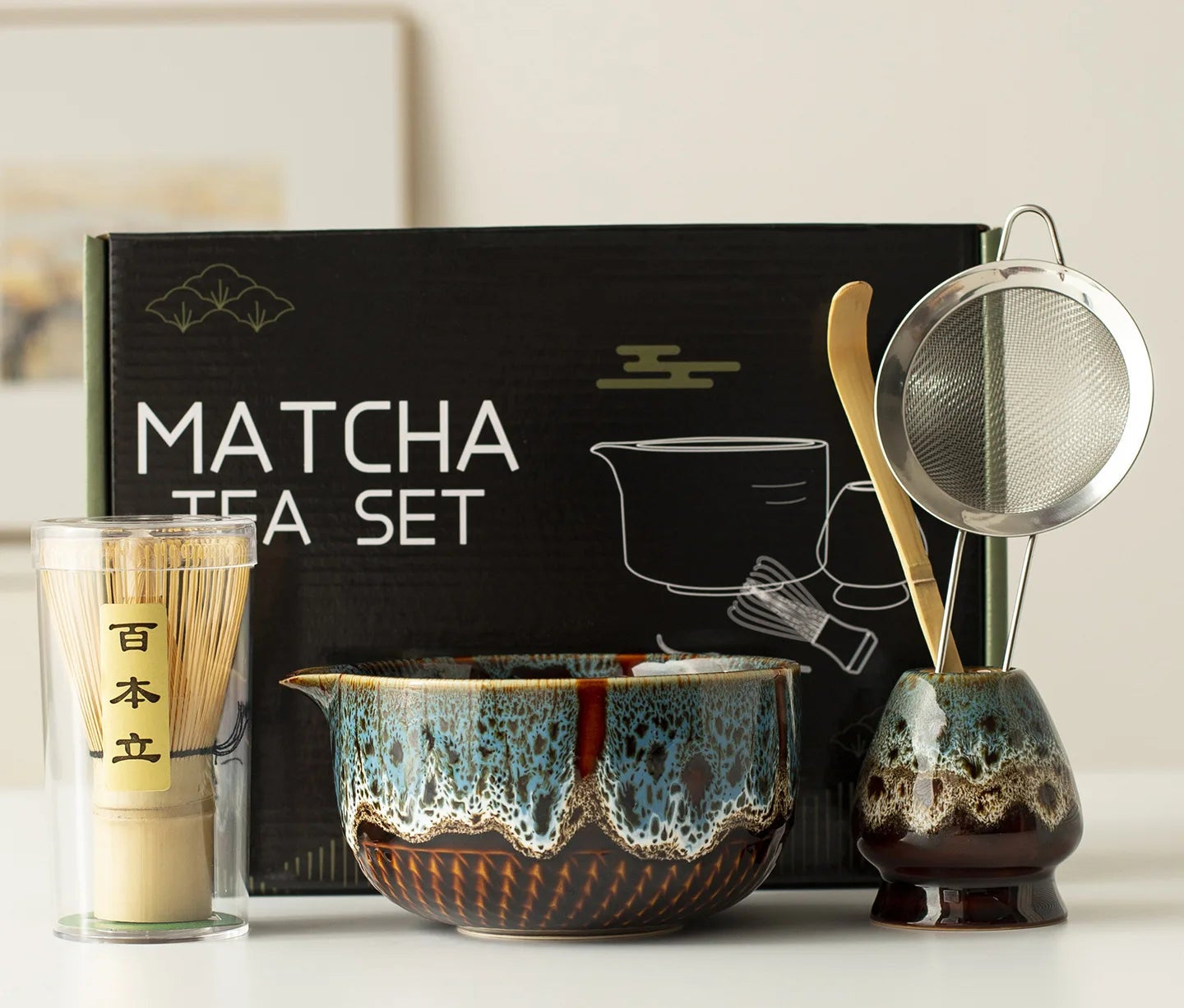 Aemori Japanese-Style Matcha Tea Set – 5 or 7 Piece Matcha Gift Set with Bamboo Whisk, Bowl and Accessories