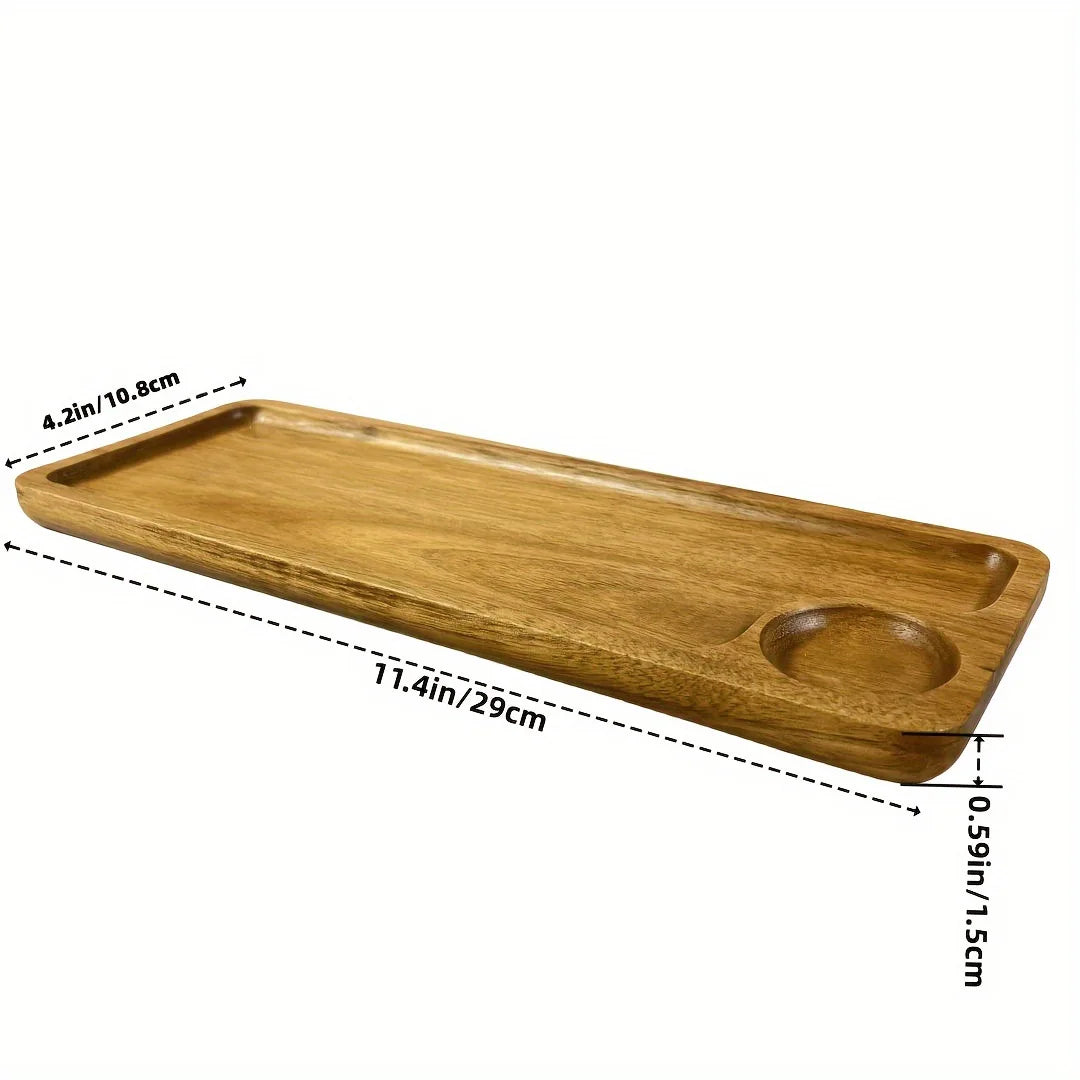 Acacia Wooden Serving Tray – Natural Solid Wood Snack & Food Platter for Coffee, Tea & Appetisers