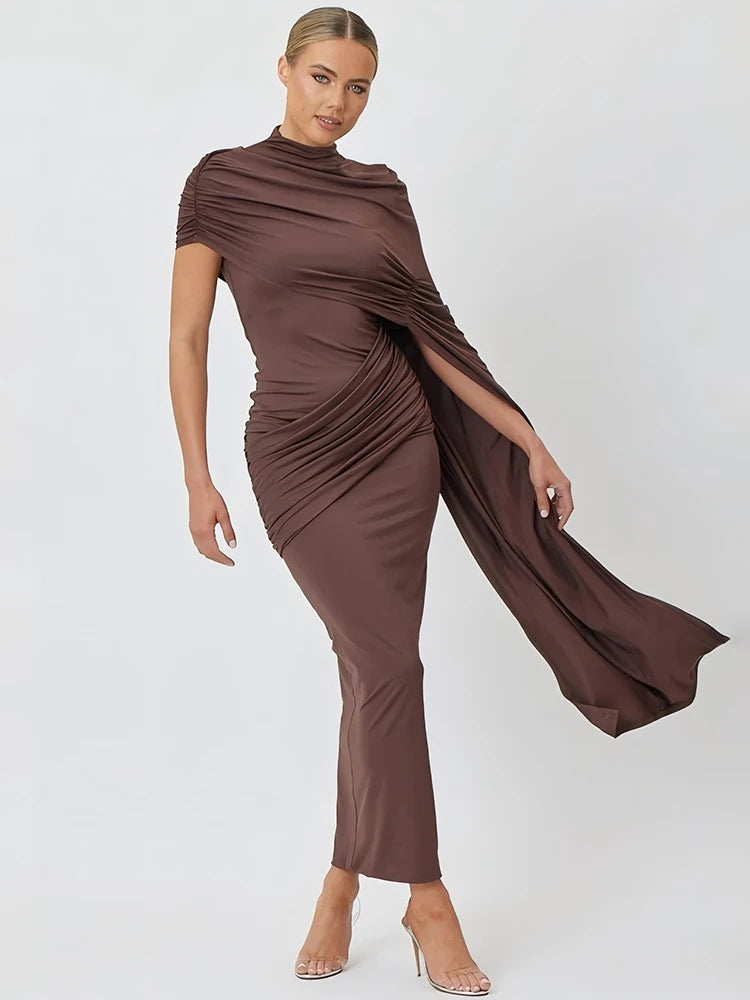 Zarelia One-Shoulder Draped Occasion Maxi Dress – Wedding Guest & Eveningwear Outfit in Short or Long Length