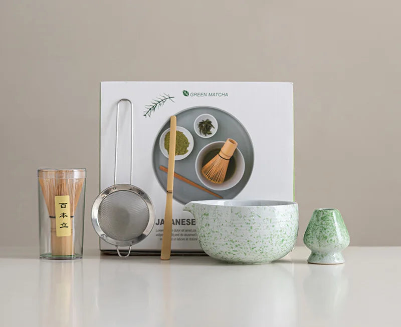 Aomi Matcha Gift Set – 5 Piece Japanese Matcha Whisk Set with Bowl, Scoop, Sifter & Accessories