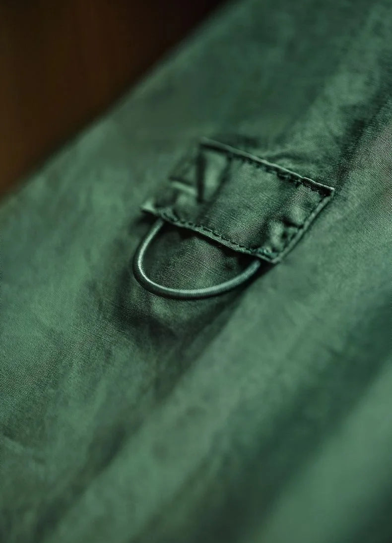 Brentwell Men’s Green Cotton Overshirt – Long Sleeve Single-Breasted Loose Fit Utility Shirt Jacket