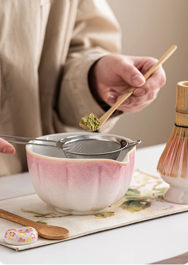 Sakura Bloom Japanese Matcha Tea Set – 8-Piece Matcha Bowl and Whisk Set with Scoop, Strainer & Holder for Traditional Matcha Making