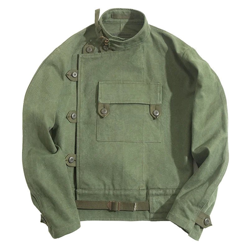 Halden Men’s Retro Biker Utility Jacket – 16oz Military Canvas Outerwear with Stormguard & Asymmetric Chest Pocket