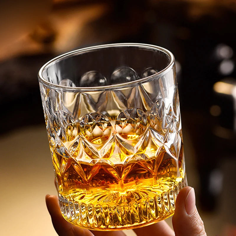 Cut Crystal Whisky Glasses – Set of 2 Vintage Tumbler Glasses for Whisky, Bourbon & Scotch