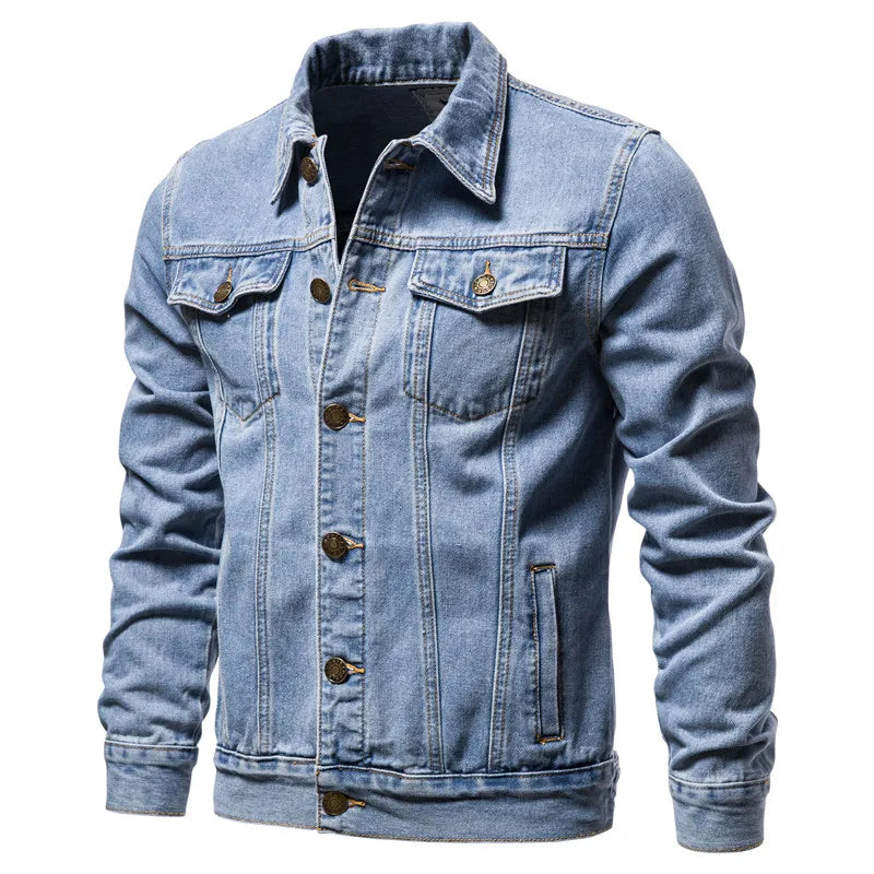 Classic Men's Denim Jacket – Button-Up Long Sleeve Jean Jacket with Pockets