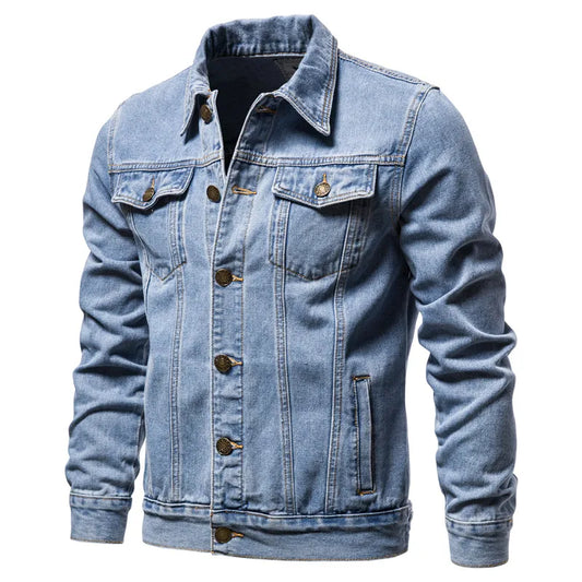 Classic Men's Denim Jacket – Button-Up Long Sleeve Jean Jacket with Pockets