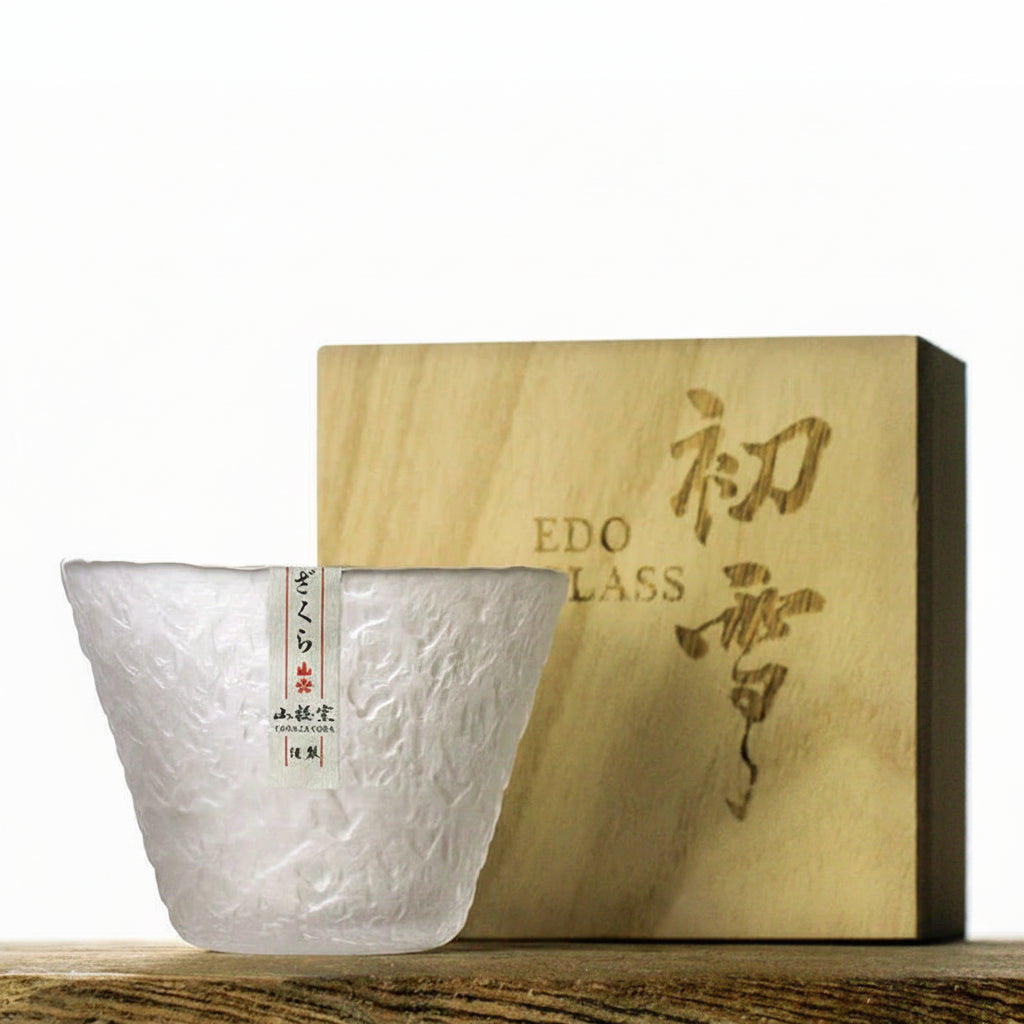 Yuki Japanese Style Handmade Crystal Whisky Glass with Wooden Gift Box